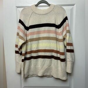 Aerie Cream and Multicolor Striped Sweater